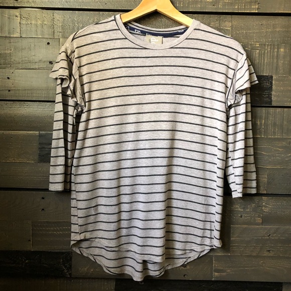 dolan Left Coast Striped Gray Long Sleeve Top - Picture 1 of 4